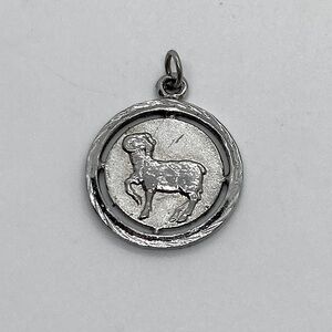 Vtg Sterling Silver Aries Zodiac Astrology Charm Pendant | 16mm